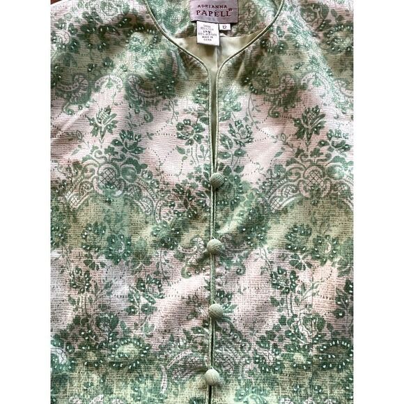 VTG Papell Women's Silk Mandarin Style Short Sleeve Top Size 12 - Picture 6 of 8